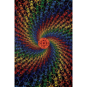 3D Rainbow Skeletons Spiral Tapestry 60x90" by Sunshine Joy